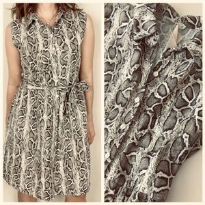 Laura Bianchi Python Print Linen Sleeveless Dress Size Small Like New